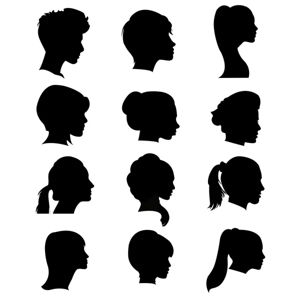 Silhouettes hairstyles Stock Illustration