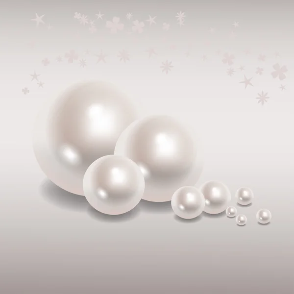 Beautiful pearls on a gray background — Stock Vector