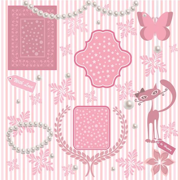Романтическая открытка с розовыми элементами — стоковый вектор