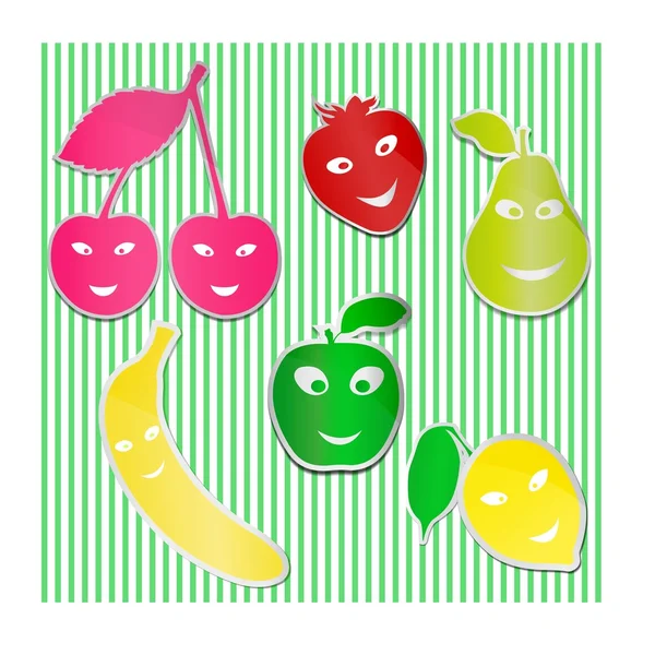 Stickers drôles de fruits — Image vectorielle