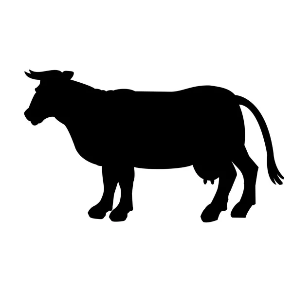 Siyah beyaz arka plan üzerinde izole inek silüeti. — Stok Vektör