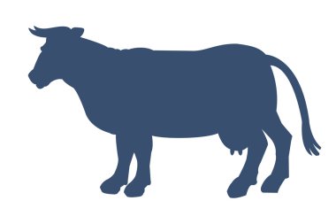 Beyaz arkaplanda izole edilmiş inek silueti.