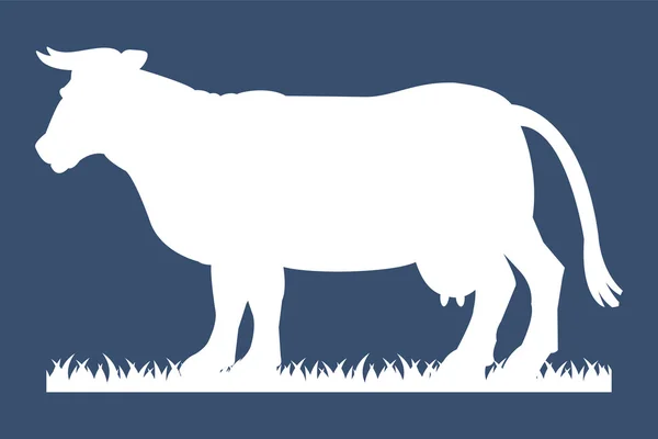 Λευκό σιλουέτα της αγελάδας που απομονώνονται σε γκρι φόντο. — Διανυσματικό Αρχείο