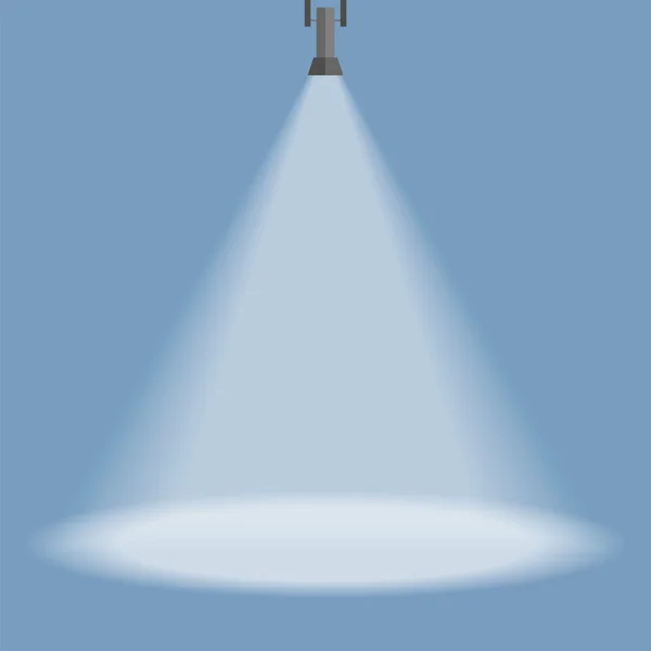 Spotlight shines down isolated on blue background. — Stock Vector