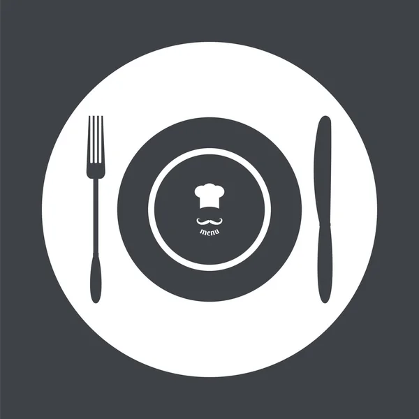 Vecteur de plaque, couteau et fourchette . — Image vectorielle