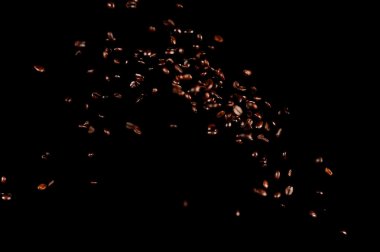 Kavrulmuş kahve çekirdekleri düşüyor..