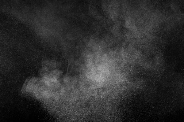 Έκρηξη Λευκής Σκόνης Μαύρο Φόντο Αφηρημένη Λευκή Σκόνη — Φωτογραφία Αρχείου