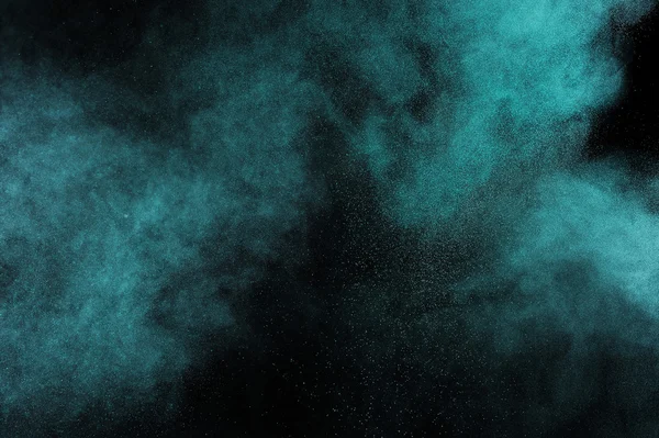 Aquamarine Powder Explosion Black Background Green Color Cloud Colored Dust — Stock Photo, Image