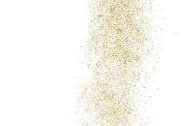 Beyazda izole edilmiş altın rengi parıltı dokusu. Amber Parçacık Rengi. Kutlama arkaplanı. Altın Konfeti Patlaması. Vektör İllüstrasyonu, Eps 10.