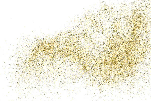 Gold Glitter Textuur Geïsoleerd Wit Amber Deeltjes Kleur Feestelijke Achtergrond — Stockvector