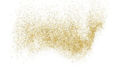 Beyazda izole edilmiş altın rengi parıltı dokusu. Amber Parçacık Rengi. Kutlama arkaplanı. Altın Konfeti Patlaması. Vektör İllüstrasyonu, Eps 10.