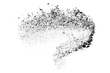 Beyaz arka planda siyah taneli doku izole edilmiş. Toz tabakası. Karanlık gürültü tanecikleri. Dijital olarak oluşturulmuş görüntü. Vektör tasarım elemanları. Görüntü, Eps 10.