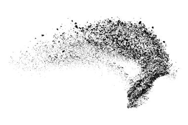 Beyaz arka planda siyah taneli doku izole edilmiş. Toz tabakası. Karanlık gürültü tanecikleri. Dijital olarak oluşturulmuş görüntü. Vektör tasarım elemanları. Görüntü, Eps 10.