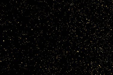 Siyah Arkaplan 'da izole edilmiş altın parıltılı doku. Altın yıldız tozu. Amber Parçacık Rengi. Parıltı Yağmuru. Vektör İllüstrasyonu, Eps 10.