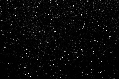 Sıkıntılı beyaz kumlu doku. Toz tabakası desenli. Tahıl gürültüsü partikülleri. Kar efektleri paketi. Paslı siyah arka plan. Vektör illüstrasyonu, EPS 10.  