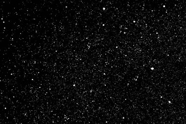 Sıkıntılı beyaz kumlu doku. Toz tabakası desenli. Tahıl gürültüsü partikülleri. Kar efektleri paketi. Paslı siyah arka plan. Vektör illüstrasyonu, EPS 10.  