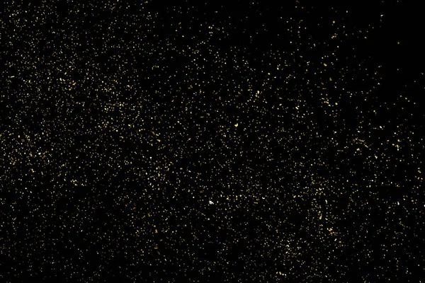 Gold Glitter Textura Isolado Fundo Preto Estrela Dourado Amber Particles — Vetor de Stock