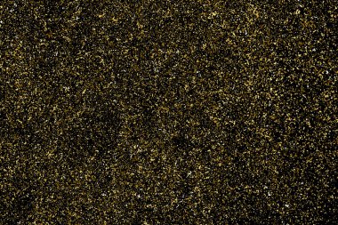 Siyah Arkaplan 'da izole edilmiş altın parıltılı doku. Altın yıldız tozu. Amber Parçacık Rengi. Parıltı Yağmuru. Vektör İllüstrasyonu, Eps 10.