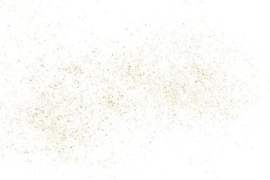 Beyaz üzerinde altın rengi parıltı dokusu izole edildi. Amber Parçacık Rengi. Kutlama arkaplanı. Altın Konfeti Patlaması. Tasarım elementi. Dijital olarak oluşturulmuş resim. Vektör İllüstrasyonu, EPS 10.
