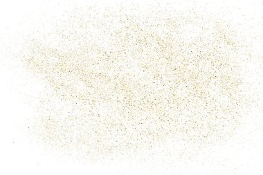 Beyaz üzerinde altın rengi parıltı dokusu izole edildi. Amber Parçacık Rengi. Kutlama arkaplanı. Altın Konfeti Patlaması. Tasarım elementi. Dijital olarak oluşturulmuş resim. Vektör İllüstrasyonu, EPS 10.