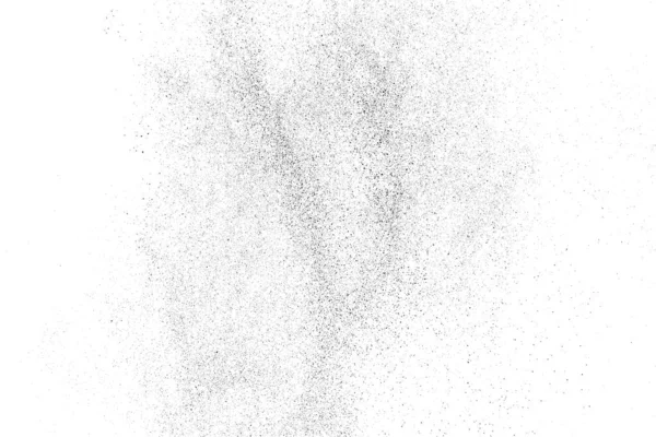 Sıkıntılı siyah doku. Beyaz arka planda koyu kumlu bir doku. Toz tabakası desenli. Tahıl gürültüsü partikülleri. Paslanmış beyaz efekt. Grunge tasarım elementleri. Vektör illüstrasyonu, EPS 10.