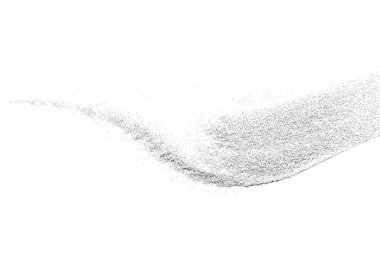 Sıkıntılı siyah doku. Beyaz arka planda koyu kumlu bir doku. Toz tabakası desenli. Tahıl gürültüsü partikülleri. Paslanmış beyaz efekt. Grunge tasarım elementleri. Vektör illüstrasyonu, EPS 10.