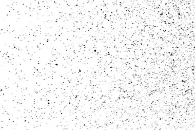 Sıkıntılı siyah doku. Beyaz arka planda koyu kumlu bir doku. Toz tabakası desenli. Tahıl gürültüsü partikülleri. Paslanmış beyaz efekt. Grunge tasarım elementleri. Vektör illüstrasyonu, EPS 10.