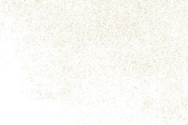 Beyaz üzerinde altın rengi parıltı dokusu izole edildi. Amber Parçacık Rengi. Kutlama arkaplanı. Altın Konfeti Patlaması. Tasarım elementi. Dijital olarak oluşturulmuş resim. Vektör İllüstrasyonu, EPS 10.