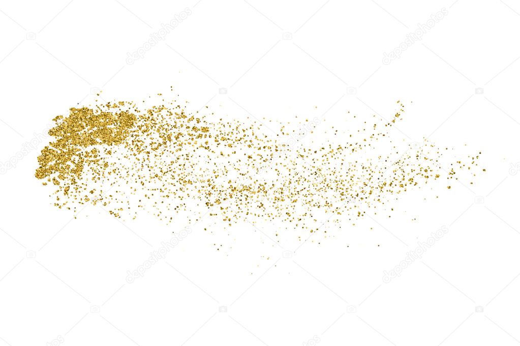 Gold Glitter Texture Isolated On White. Amber Particles Color. Celebratory Background. Golden Explosion Of Confetti. Vector Illustration, Eps 10.