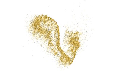 Beyazda izole edilmiş altın rengi parıltı dokusu. Amber Parçacık Rengi. Kutlama arkaplanı. Altın Konfeti Patlaması. Vektör İllüstrasyonu, Eps 10.