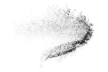 Beyaz arka planda siyah taneli doku izole edilmiş. Toz tabakası. Karanlık gürültü tanecikleri. Dijital olarak oluşturulmuş görüntü. Vektör tasarım elemanları. Görüntü, Eps 10.