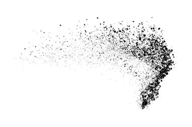 Beyaz arka planda siyah taneli doku izole edilmiş. Toz tabakası. Karanlık gürültü tanecikleri. Dijital olarak oluşturulmuş görüntü. Vektör tasarım elemanları. Görüntü, Eps 10.