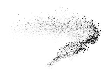 Beyaz arka planda siyah taneli doku izole edilmiş. Toz tabakası. Karanlık gürültü tanecikleri. Dijital olarak oluşturulmuş görüntü. Vektör tasarım elemanları. Görüntü, Eps 10.