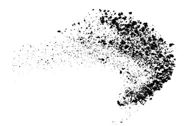 Beyaz arka planda siyah taneli doku izole edilmiş. Toz tabakası. Karanlık gürültü tanecikleri. Dijital olarak oluşturulmuş görüntü. Vektör tasarım elemanları. Görüntü, Eps 10.