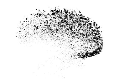 Beyaz arka planda siyah taneli doku izole edilmiş. Toz tabakası. Karanlık gürültü tanecikleri. Dijital olarak oluşturulmuş görüntü. Vektör tasarım elemanları. Görüntü, Eps 10.