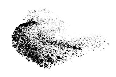 Beyaz arka planda siyah taneli doku izole edilmiş. Toz tabakası. Karanlık gürültü tanecikleri. Dijital olarak oluşturulmuş görüntü. Vektör tasarım elemanları. Görüntü, Eps 10.