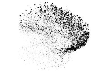 Beyaz arka planda siyah taneli doku izole edilmiş. Toz tabakası. Karanlık gürültü tanecikleri. Dijital olarak oluşturulmuş görüntü. Vektör tasarım elemanları. Görüntü, Eps 10.