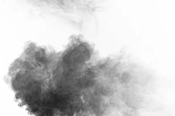 Black Particles Explosion Isolated White Background Abstract Dust Overlay Texture — Stock Photo, Image