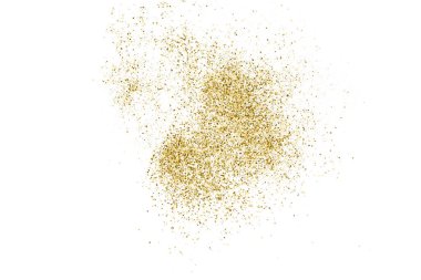 Beyazda izole edilmiş altın rengi parıltı dokusu. Amber Parçacık Rengi. Kutlama arkaplanı. Altın Konfeti Patlaması. Vektör İllüstrasyonu, Eps 10.