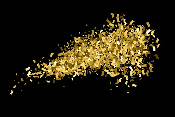 Explosion Dorée Des Confettis Texture Pailleté Isolé Sur Noir Couleur — Image vectorielle