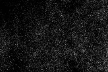 Sıkıntılı beyaz kumlu doku. Toz tabakası desenli. Tahıl gürültüsü partikülleri. Kar efektleri paketi. Paslı siyah arka plan. Vektör illüstrasyonu, EPS 10.  