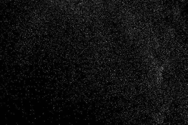 Sıkıntılı beyaz kumlu doku. Toz tabakası desenli. Tahıl gürültüsü partikülleri. Kar efektleri paketi. Paslı siyah arka plan. Vektör illüstrasyonu, EPS 10.  