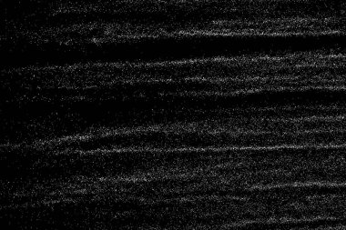 Sıkıntılı beyaz kumlu doku. Toz tabakası desenli. Tahıl gürültüsü partikülleri. Kar efektleri paketi. Paslı siyah arka plan. Vektör illüstrasyonu, EPS 10.  