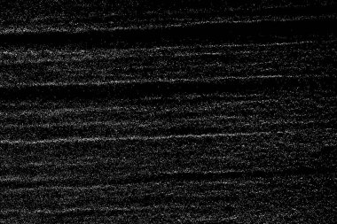 Sıkıntılı beyaz kumlu doku. Toz tabakası desenli. Tahıl gürültüsü partikülleri. Kar efektleri paketi. Paslı siyah arka plan. Vektör illüstrasyonu, EPS 10.  