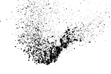 Beyaz arka planda siyah taneli doku izole edilmiş. Toz tabakası. Karanlık gürültü tanecikleri. Dijital olarak oluşturulmuş görüntü. Vektör tasarım elemanları. Görüntü, Eps 10.