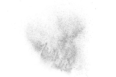 Beyaz arka planda siyah taneli doku izole edilmiş. Toz tabakası. Karanlık gürültü tanecikleri. Dijital olarak oluşturulmuş görüntü. Vektör tasarım elemanları. Görüntü, Eps 10.