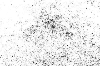 Sıkıntılı siyah doku. Beyaz arka planda koyu kumlu bir doku. Toz tabakası desenli. Tahıl gürültüsü partikülleri. Paslanmış beyaz efekt. Grunge tasarım elementleri. Vektör illüstrasyonu, EPS 10.