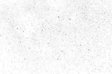 Sıkıntılı siyah doku. Beyaz arka planda koyu kumlu bir doku. Toz tabakası desenli. Tahıl gürültüsü partikülleri. Paslanmış beyaz efekt. Grunge tasarım elementleri. Vektör illüstrasyonu, EPS 10.