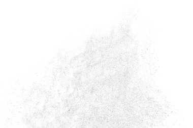 Sıkıntılı siyah doku. Beyaz arka planda koyu kumlu bir doku. Toz tabakası desenli. Tahıl gürültüsü partikülleri. Paslanmış beyaz efekt. Grunge tasarım elementleri. Vektör illüstrasyonu, EPS 10.