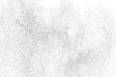 Sıkıntılı siyah doku. Beyaz arka planda koyu kumlu bir doku. Toz tabakası desenli. Tahıl gürültüsü partikülleri. Paslanmış beyaz efekt. Grunge tasarım elementleri. Vektör illüstrasyonu, EPS 10.